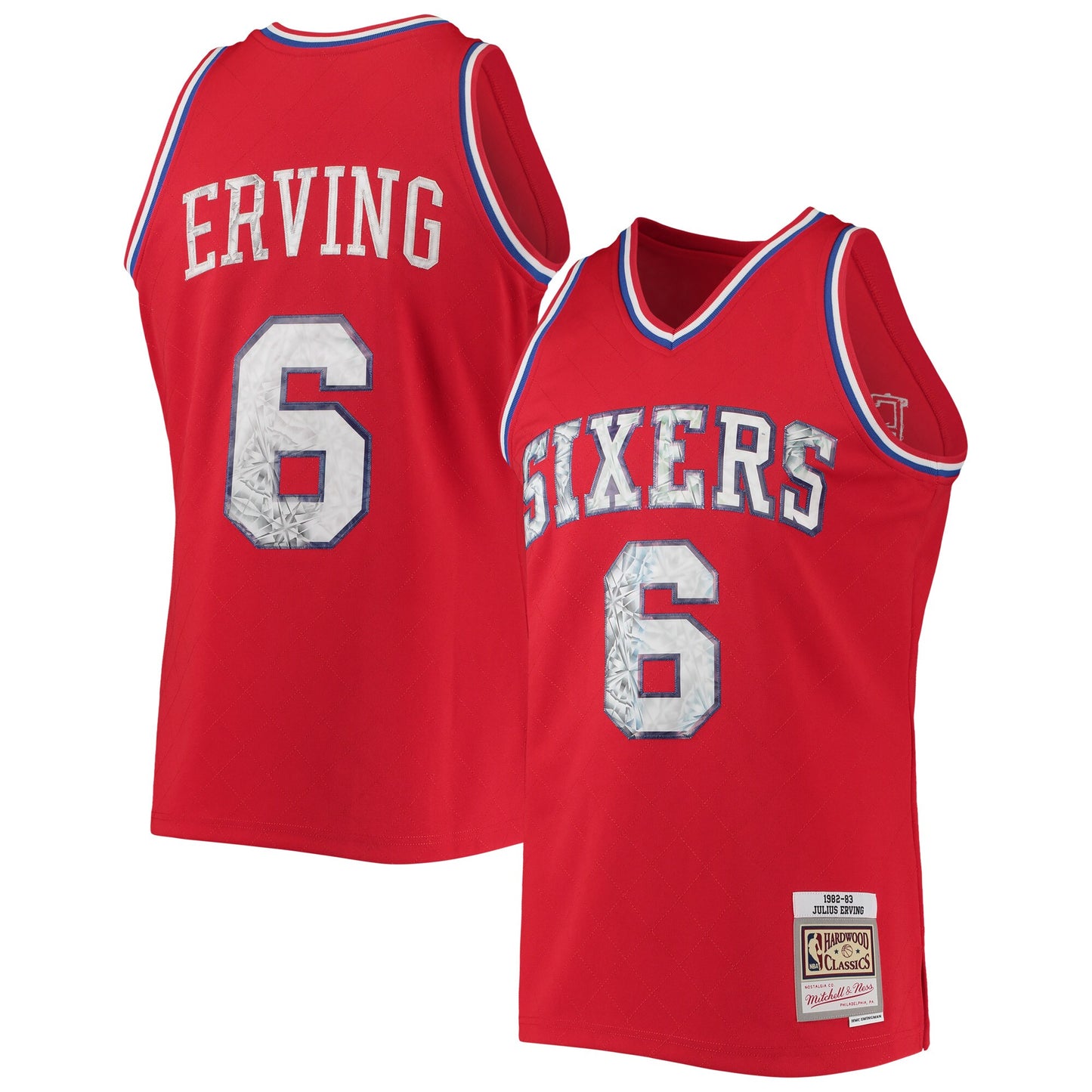 Julius Erving Philadelphia 76ers Mitchell & Ness 1996-97 Hardwood Classics NBA 75th Anniversary Diamond Swingman Jersey - Red