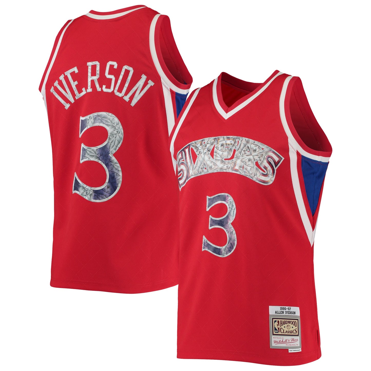 Allen Iverson Philadelphia 76ers Mitchell & Ness 1996-97 Hardwood Classics NBA 75th Anniversary Diamond Swingman Jersey - Red