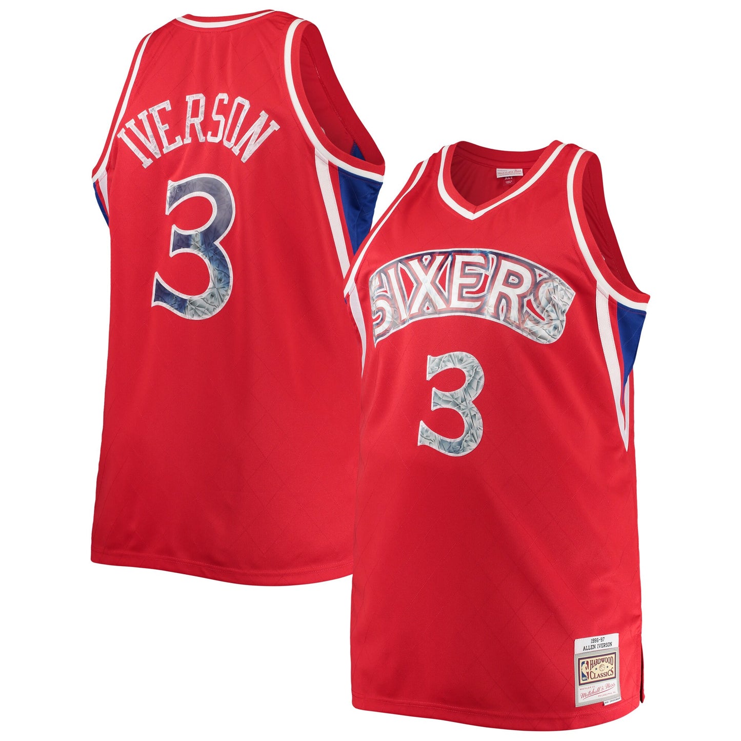 Allen Iverson Philadelphia 76ers Mitchell & Ness Big & Tall 1996-97 NBA 75th Anniversary Diamond Swingman Jersey - Red
